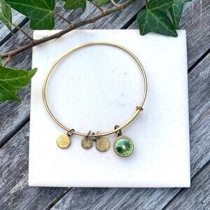Alex and Ani – August Birthstone Bangle Swarovski Peridot – Russian Gold Finish
